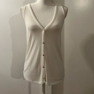 Zara Women’s White V-neck Button Down Tank Top Size S